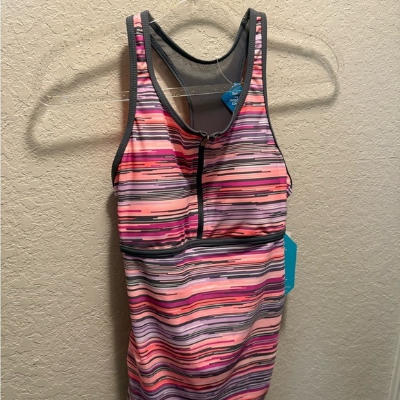 Free Country Other - FREE COUNTRY WOMEN'S ZIP UP RACERBACK TANKINI SWIMSUIT TOP SZ Small